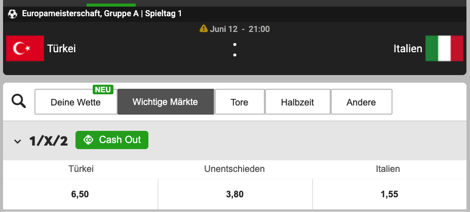 Bei Betway auf das Eröffnungsspiel der EM 2020 wetten