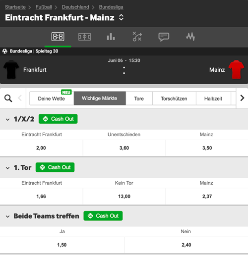 Betway Frankfurt gegen Mainz