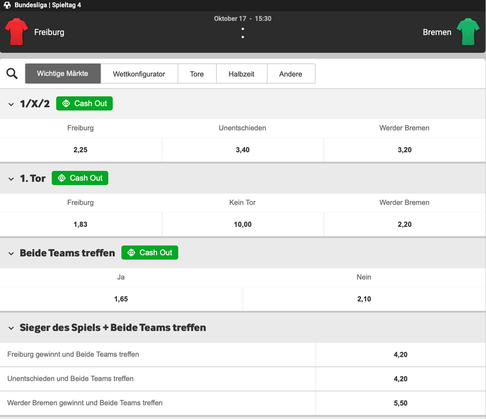 bayern-muenchen-hertha-bsc-04.10.2020 Freiburg - Bremen Wett Tipp und Quoten