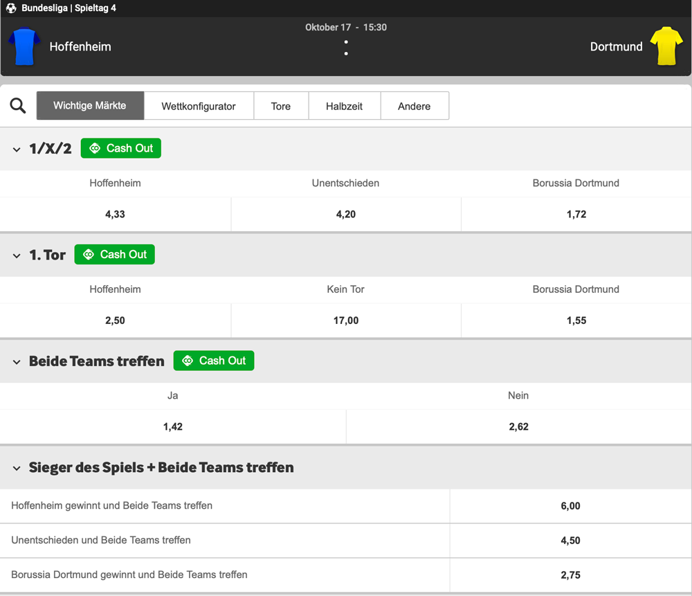 bayern-muenchen-hertha-bsc-04.10.2020 Hoffenheim - Dortmund Wett Tipp und Quoten