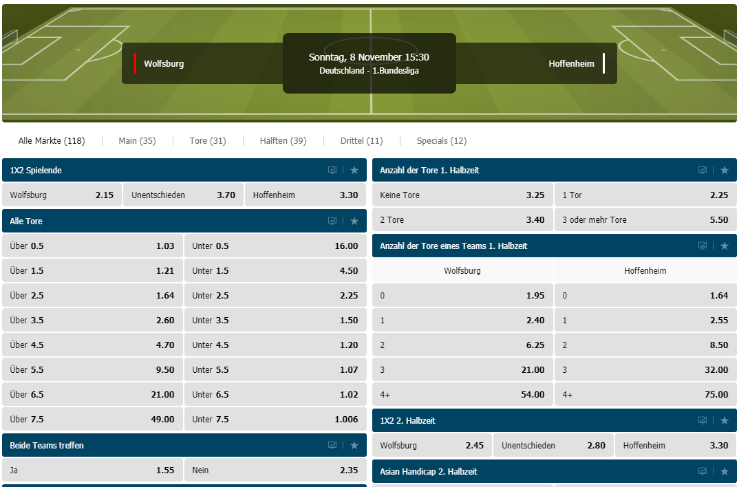 VfL Wolfsburg – TSG Hoffenheim 08.11.2020
