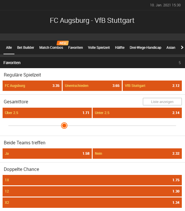 FC Augsburg – VfB Stuttgart 10.01.2021