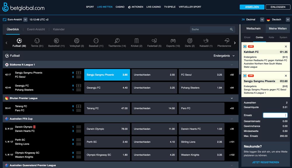 Betglobal Livewetten